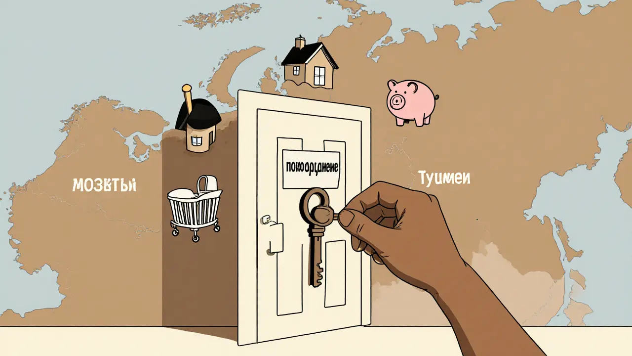 Рука с ключом открывает дверь к региональным выплатам для семьи