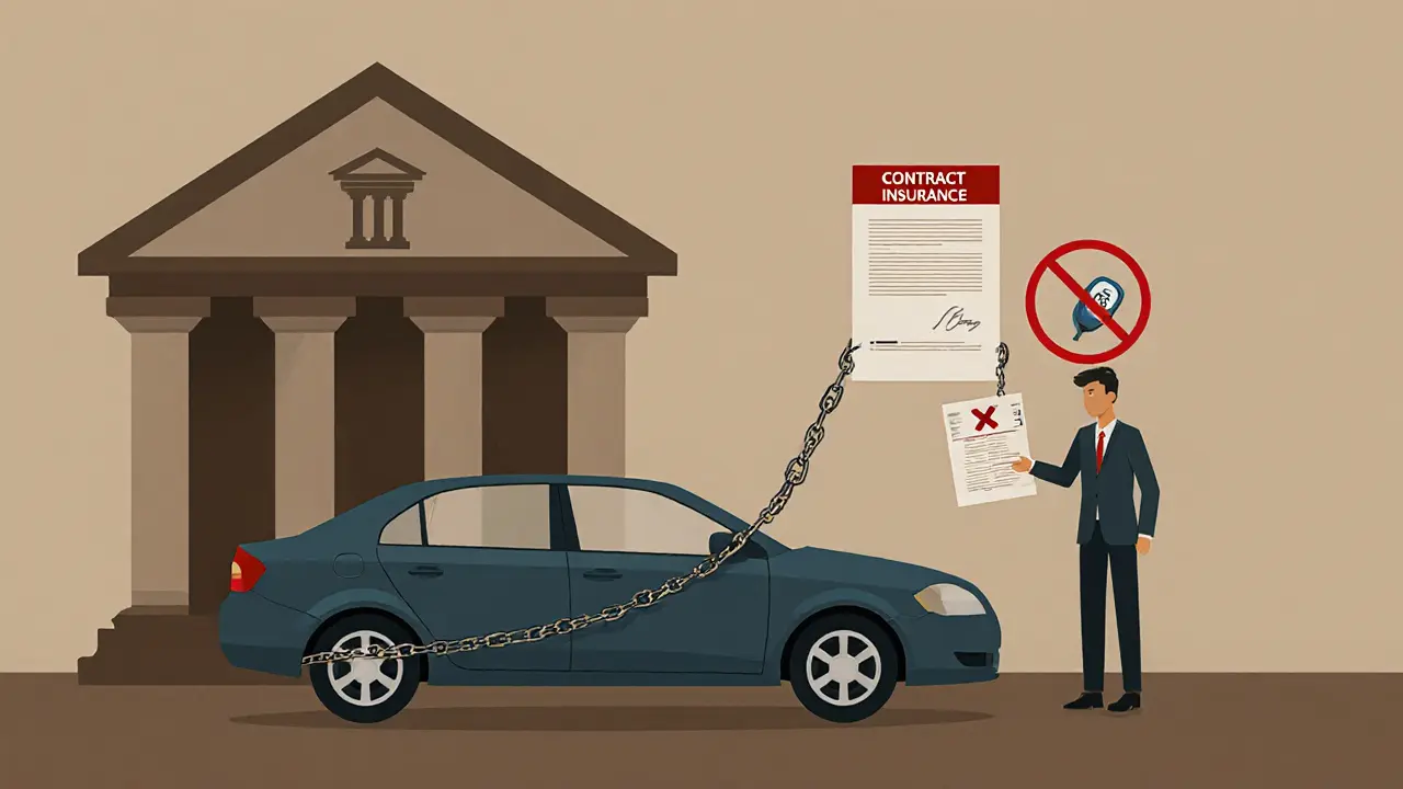 Машина на цепи у банка, владелец выбирает между страховками и системой от угона