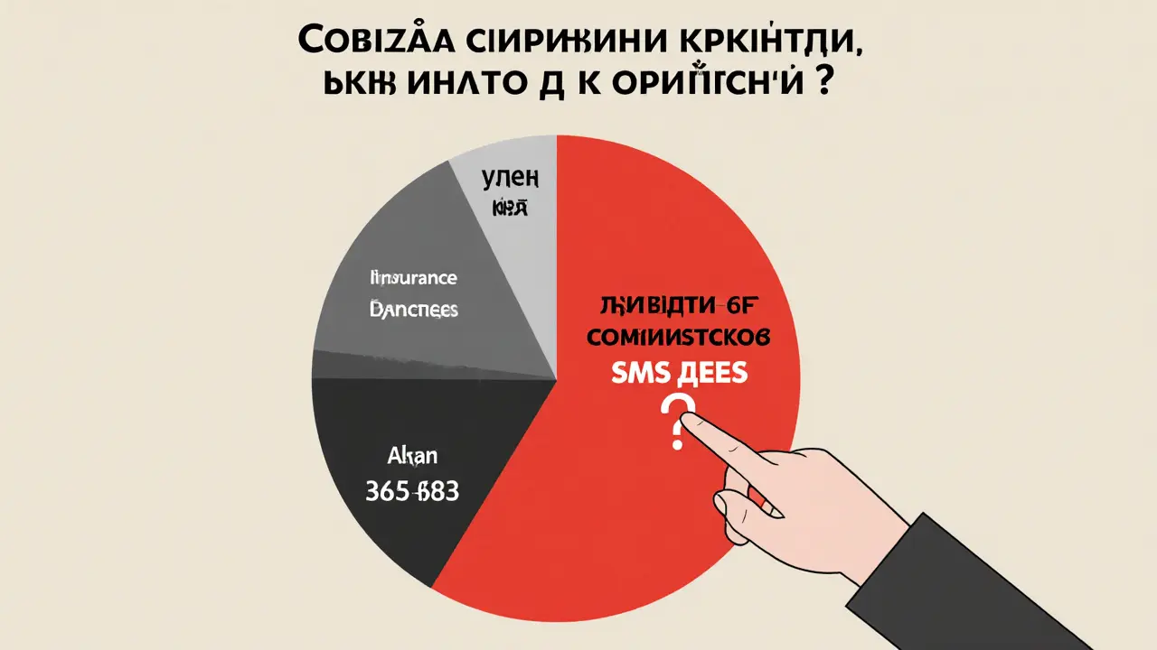 Диаграмма полной стоимости кредита с доминирующим красным сегментом скрытых платежей.