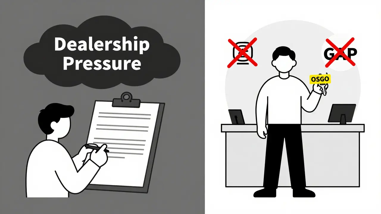 Сравнение навязанных услуг в автосалоне и честного кредита в банке.