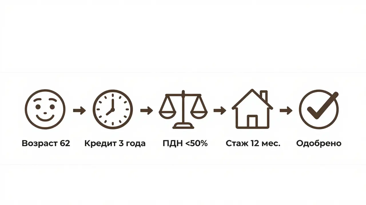 Визуальная линия времени шагов к одобрению кредита в 2025 году.