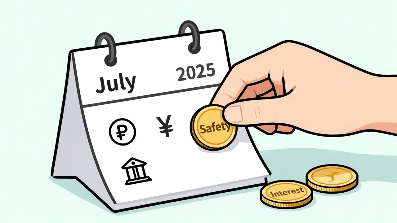 Календарь на июль 2025 года с монетой безопасности в юане