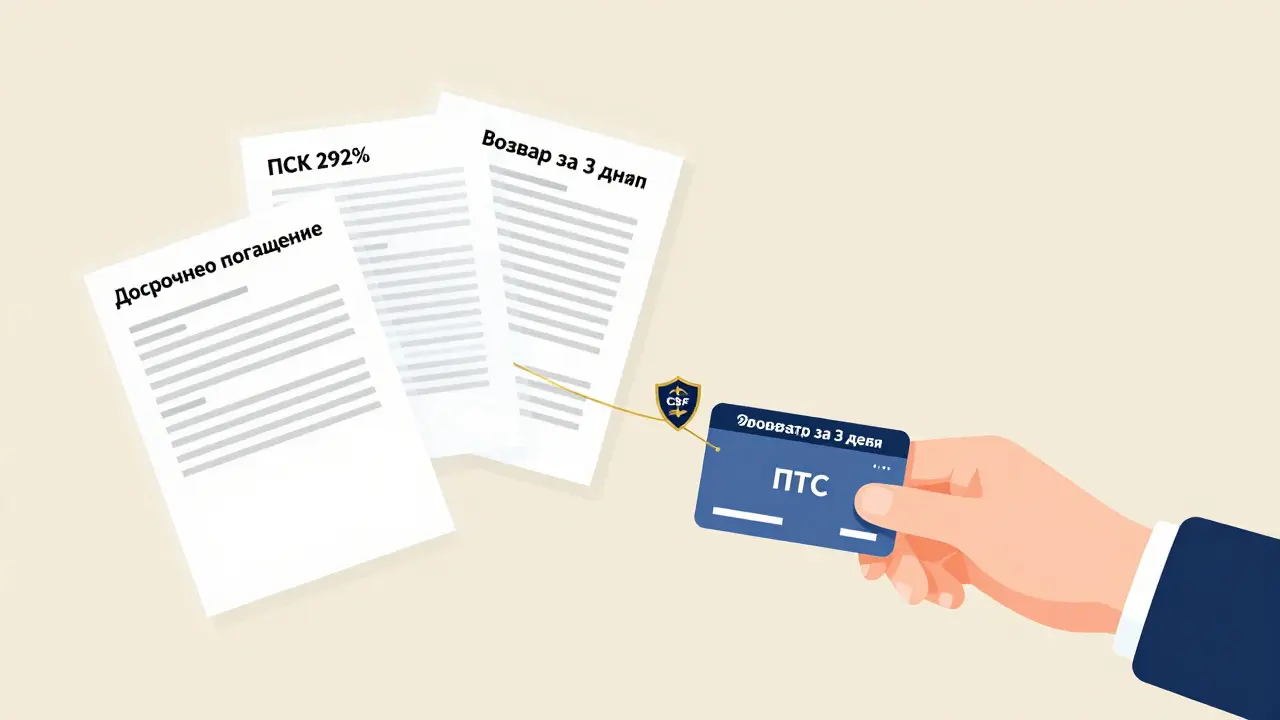 Возвращение ПТС с документами о процентной ставке и законом