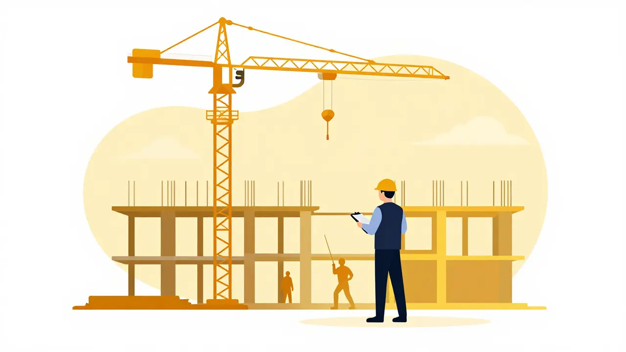 Осмотр строительной площадки в минималистичном стиле.