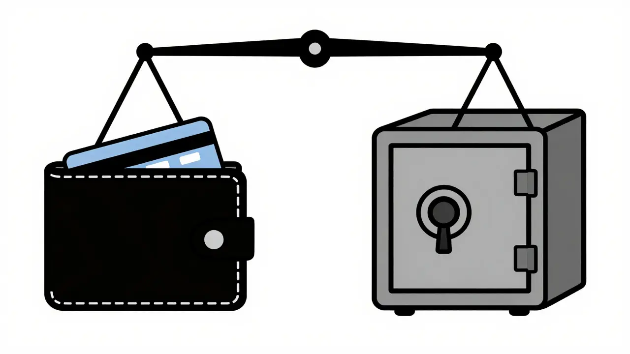 Открытый кошелек с картой и закрытый сейф в простом векторном рисунке