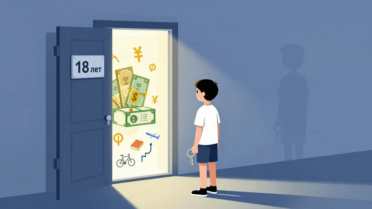 Подросток получает доступ к сберегательному счёту в день совершеннолетия.