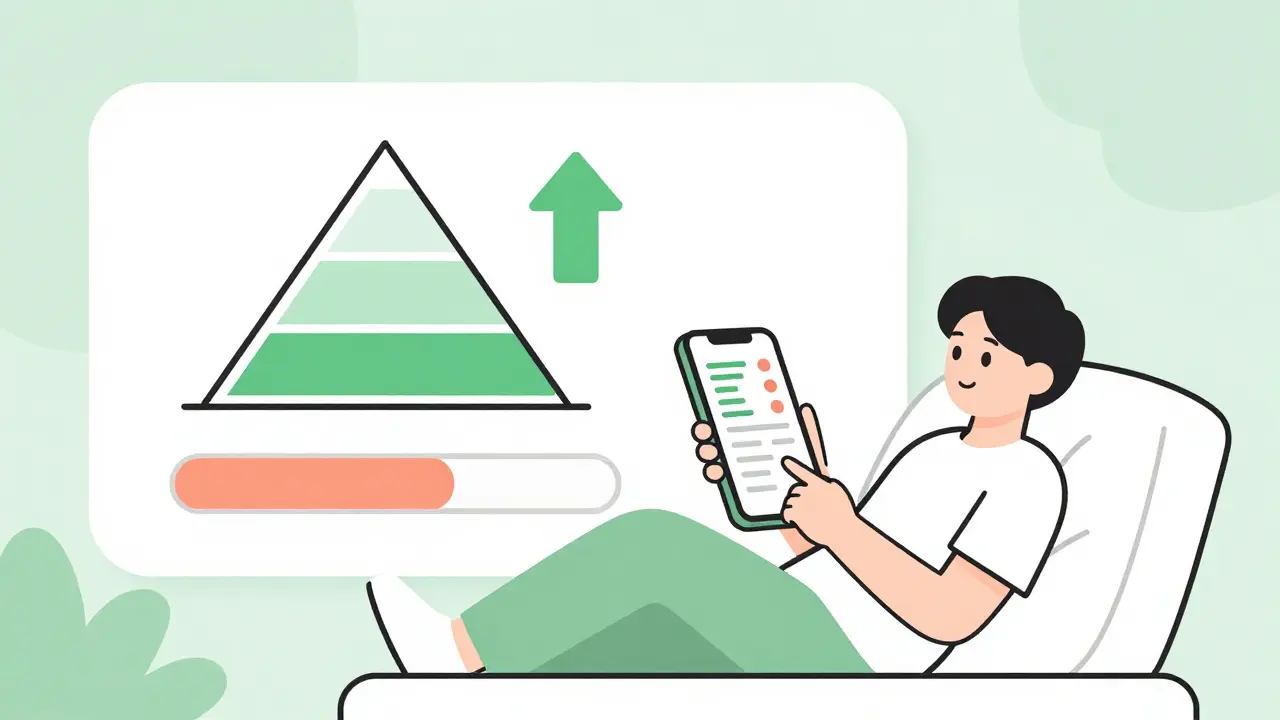 Расслабленный человек со смартфоном показывает контроль финансов