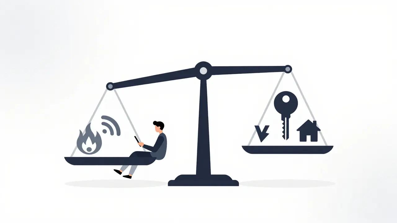 Сравнение кредитов: маленький займ с высокими процентами и большой займ с низкими процентами на весах.