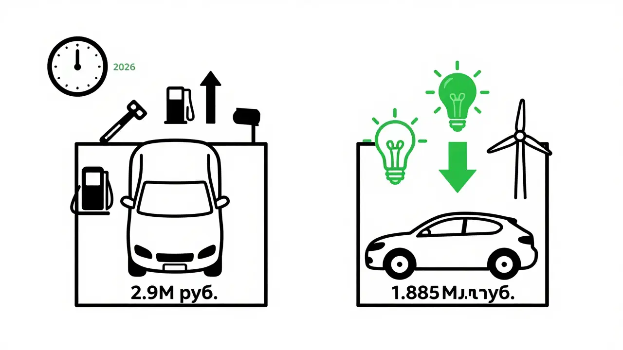 Сравнение стоимости бензинового и электромобиля с указанием экономии в 2026 году