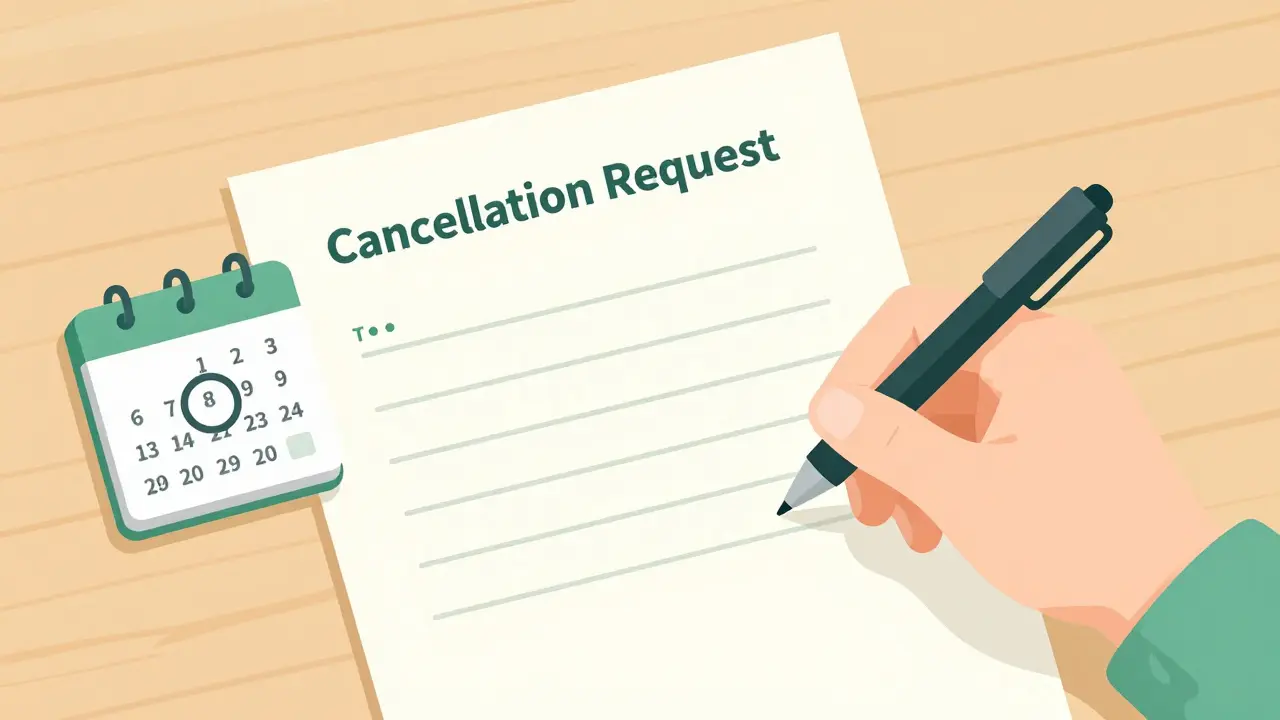 Рука подписывает заявление об отказе от страховки в период охлаждения