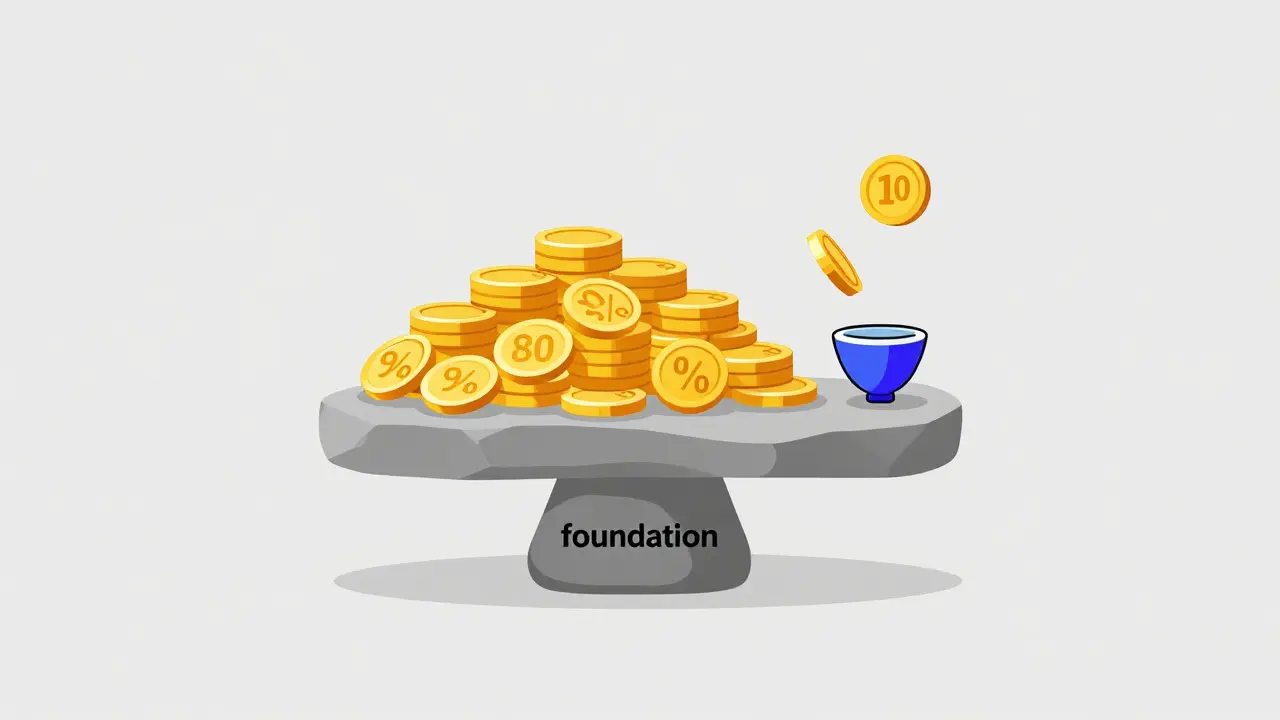 Схематичное изображение гибридной стратегии: надежный фундамент капитала и малая часть для экспериментов