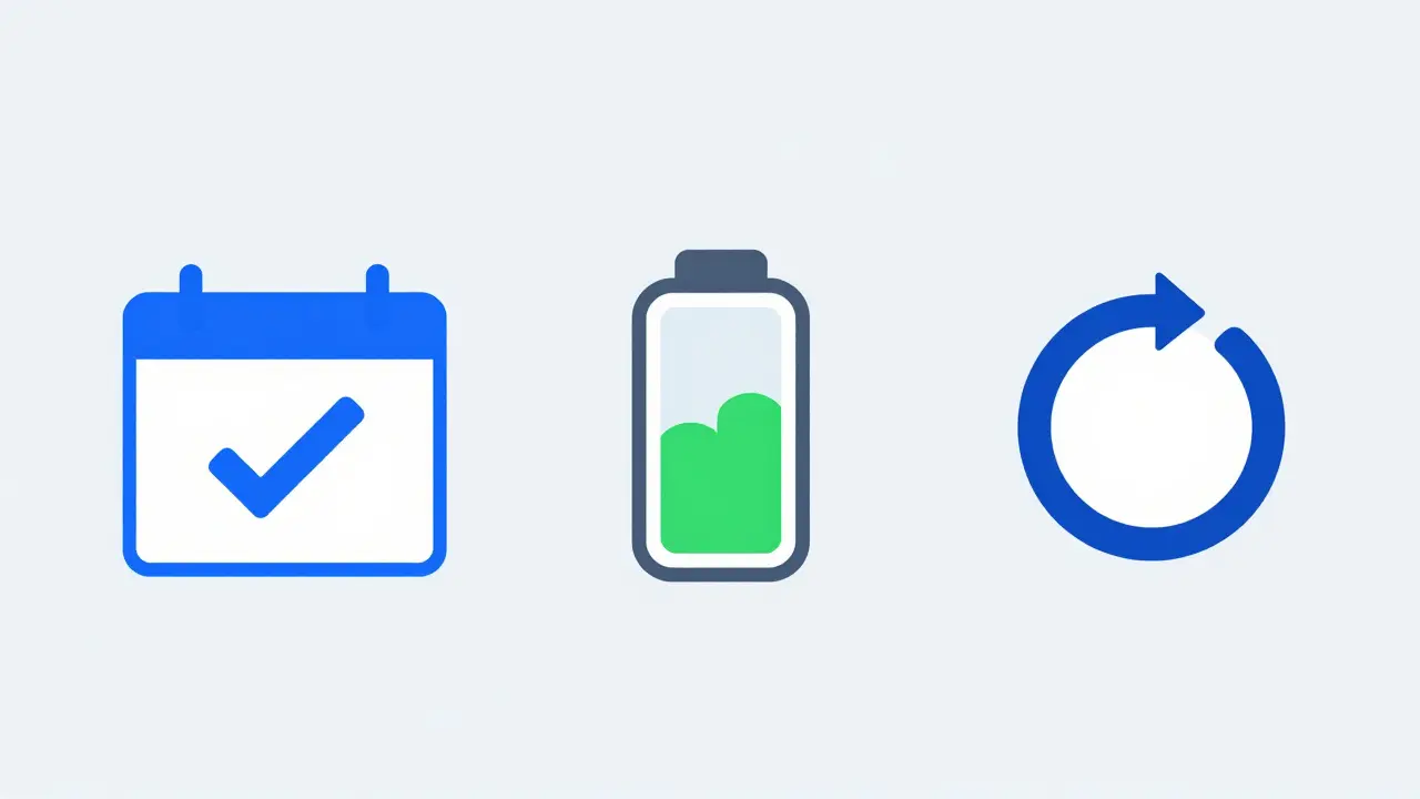 Схематичное изображение типов автоплатежей: по расписанию, по порогу баланса и по тарифу
