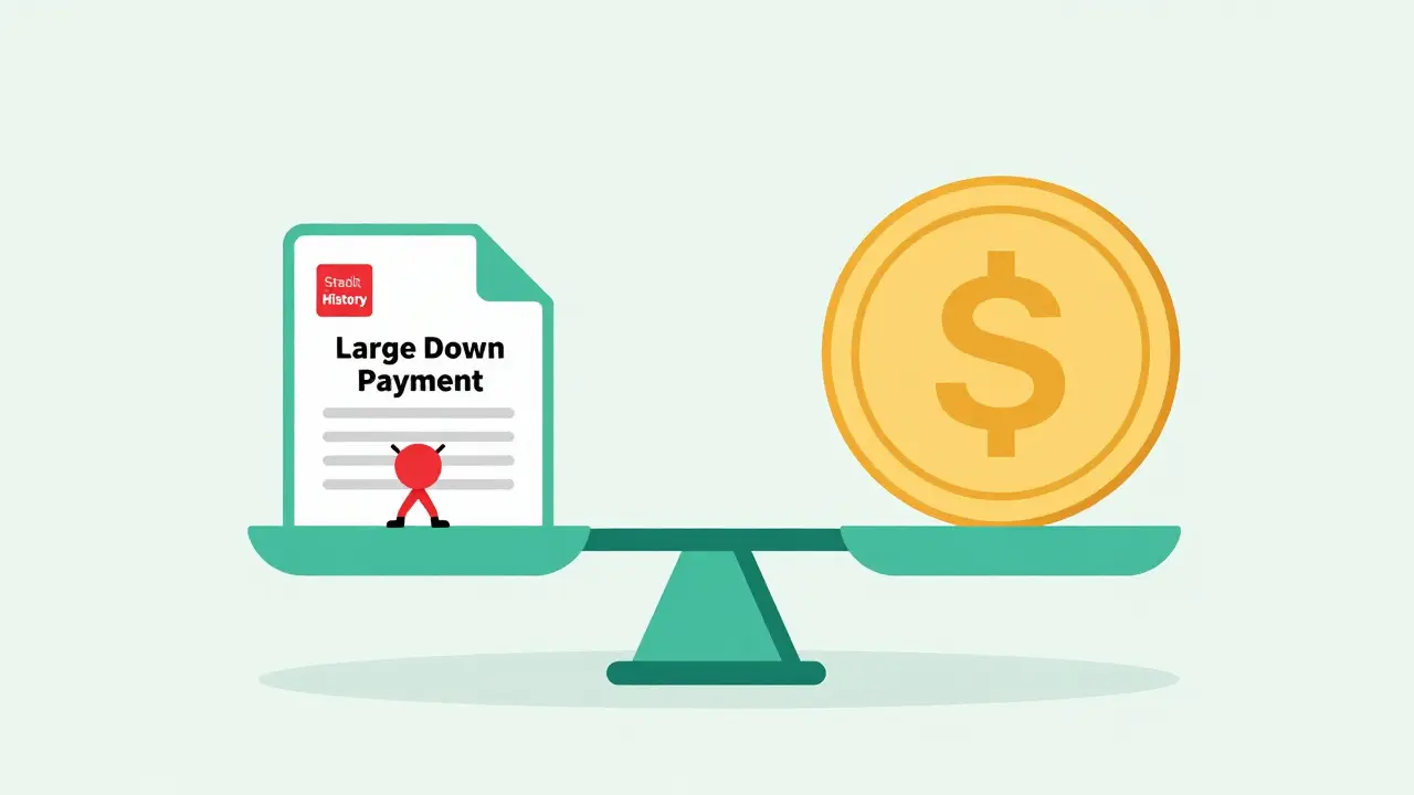 Весы, где большой первый взнос перевешивает плохую кредитную историю