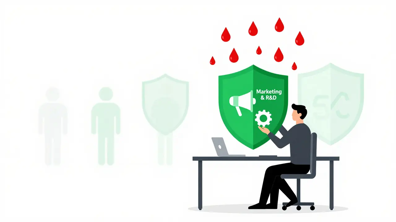 Иллюстрация защиты маркетинга и разработки как ключевых инвестиций во время финансовой ревизии.