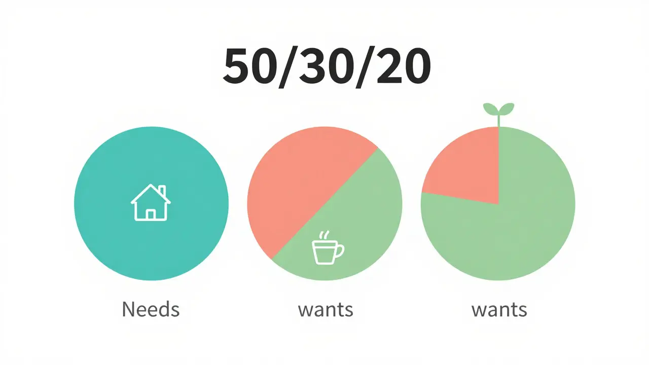 Минималистичная схема правила 50/30/20 для распределения бюджета