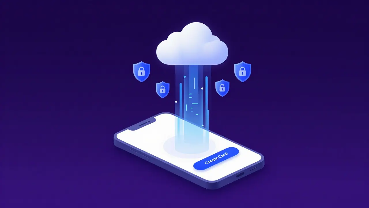 Смартфон с интерфейсом создания безопасной цифровой банковской карты